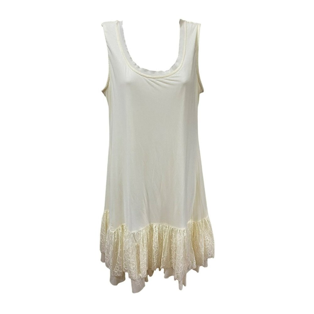Vintage-Inspired Ivory Lace Trim Sleeveless Roper Dress Size Large Ideal For Ele